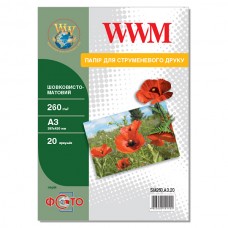 Фотобумага WWM, шелковисто-матовая, A3, 260 г/м², 20 л (SM260.A3.20)