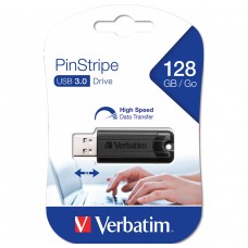 USB 3.0 Flash Drive 128Gb Verbatim Store'N'Go Pin Stripe, Black (49319)