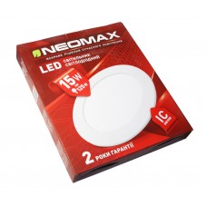 Світильник стельовий круглий Neomax LED 15W, 6000K (яскраве світло), 220V, IP20, 950Lm, білий, NX215C