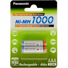 Аккумулятор AAA, 1000 mAh, Panasonic, 2 шт, 1.2V, (BK-4HGAE/2BE)