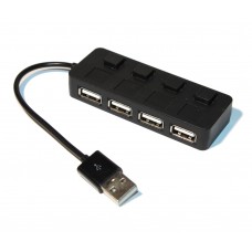 Концентратор USB 2.0 Lapara LA-SLED4 black 4 порти з 4-ма вимикачами ON/OFF для кожного порту