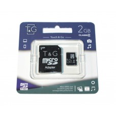 Карта памяти microSD, 2Gb, T&G, SD адаптер (TG-2GBSD-01)