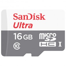 Карта памяти microSDHC, 16Gb, Class10 UHS-I, SanDisk R80MB/ Ultra, без адаптера (SDSQUNS-016G-GN3MN)