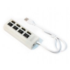 Концентратор USB 2.0, 4 ports, White, 480 Mbps, з кнопкою-вимикачем для кожного порту (8646)