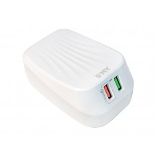 Сетевое зарядное устройство EMY, White, 2xUSB, 2.4A, кабель USB <-> microUSB (MY-230Q)