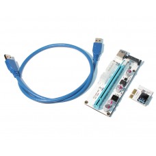 Райзер Dynamode RX-riser-008S 15/6/4 PCI-E x1 to 16x 60cm USB 3.0 Cable 15/6/4 pin Power LED v.008S