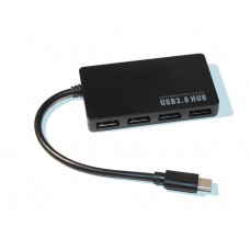Концентратор USB Type-C, 4 ports, Blue, led indication, 480 Mbps (YT-HTC3/4)