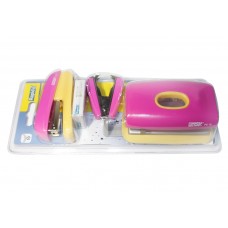 Набор Rapid, Pink/Yellow: степлер F5, дырокол FC01, антистеплер C2, скобы (5000371)