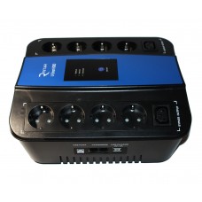 Джерело безперебійного живлення Ritar RS628U U-Smart-1000  (600W), LED, AVR, 3st, 8xSCHUKO socket, 1x12V9Ah, USB x2, RJ45, plast