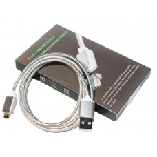 Кабель USB <-> microUSB, Silver, магнитный, индикатор заряда