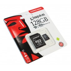 Карта памяти microSDXC, 128Gb, Class10 UHS-I, Kingston Canvas Select, SD адаптер (SDCS/128GB)