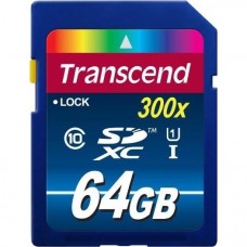 Карта памяти SDXC, 64Gb, Сlass10 UHS-I, Transcend Premium, R90/W10 MB/s (TS64GSDU1)