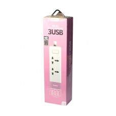 Фильтр сетевой 1.8 м Remax Ming Youth Version Series 2*Plug +3*USB 220V евровилка (EN) white-pink