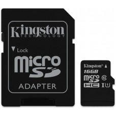 Карта пам'яті microSDHC, 16Gb, Class10 UHS-I, Kingston Canvas Select, SD адаптер (SDCS/16GB)