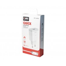 Мережевий зарядний пристрій EMY, White, 1xUSB, 2.4A, кабель USB <-> microUSB (MY-301Q)