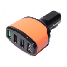 Автомобільний зарядний пристрій HQ-Tech S1, Black-Orange, 3 x USB, 3.5A, QuckCharge QC3.0, 12/24V