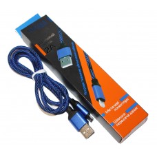 Кабель USB <-> microUSB, Blue, 1 м, Voltex Zebra, 2A