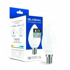 Лампа світлодіодна E14, 6W, 4100K, C37, Global, 480 lm, 220V (1-GBL-234)