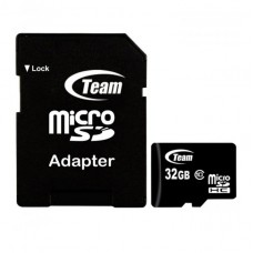 Карта памяти microSDHC, 32Gb, Class10, Team, SD адаптер (TUSDH32GCL10U03)