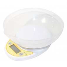 Ваги кухонні Electronic Kitchen Scale, Yellow, з круглою чашею, 0,001-5 кг, живлення 2 батарейки АА