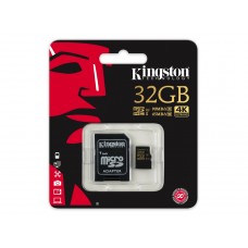 Карта памяти microSDHC, 32Gb, Class10 UHS-I U3, Kingston, R-90MB/s, W-45MB/s, SD адаптер (SDCG/32GB)