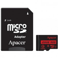 Карта пам'яті microSDXC, 128Gb, Class10 UHS-1, Apacer,  R85MB/s, SD адаптер, AP128GMCSX10U5-R