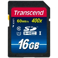 Карта пам'яті SDHC, 16Gb, Сlass10 Premium 400x, Transcend (TS16GSDU1)