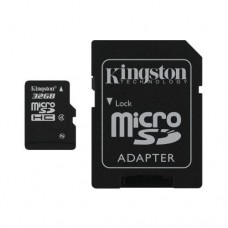 Карта памяти microSDHC, 32Gb, Class4, Kingston, SD адаптер (SDC4/32GB)