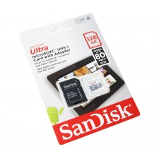 Карта пам'яті microSDXC, 128Gb, Class10 UHS-I, SanDisk Ultra 80Mb/s, SD адаптер (SDSQUNS-128G-GN6TA)