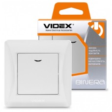 Выключатель одинарный Videx Binera, White, с подсветкой, 86x86 мм, IP20 (VF-BNSW1L-W)