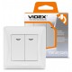 Выключатель двойной Videx Binera, White, с подсветкой, 86x86 мм, IP20 (VF-BNSW2L-W)