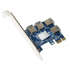 Плата розширення для райзерів Dynamode PCI-E 1x - 16x to 4 PCI-E USB 3.0