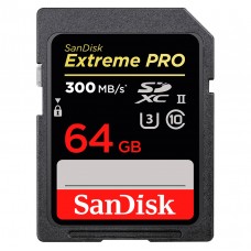 Карта пам'яті SDXC, 64Gb, Сlass10 UHS-II U3, SanDisk Extreme Pro, R300/W260 MB/s (SDSDXPK-064G-GN4IN)