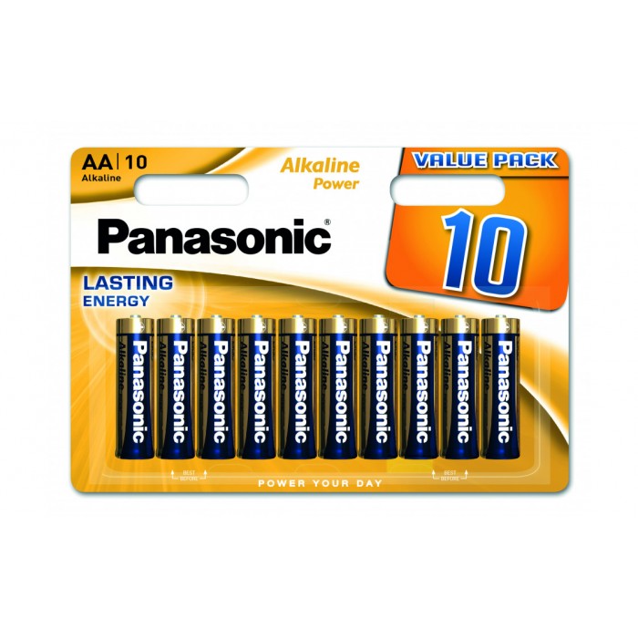 Батарейки AA, Panasonic Alkaline Power, лужна, 10 шт, 1.5V, Blister (LR6REB/10BW)