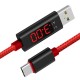 Кабель USB <-> USB Type-C, ExtraDigital, Red, 1 м, LCD дисплей (KBU1735)