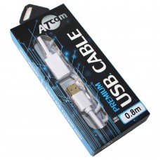 Кабель-подовжувач USB 2.0 (AM) - USB 2.0 (AF), White, 0.8 м, Atcom, позолочені контакти (13424)