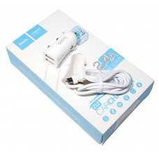 Автомобільний зарядний пристрій Hoco Z12, White, 2xUSB, 2.4A + Cable Micro USB