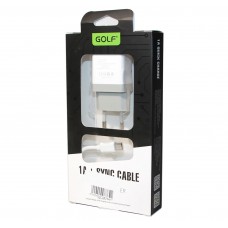 Сетевое зарядное устройство Golf, White, 1xUSB, 1A, кабель USB <-> Micro USB (GF-U1m)