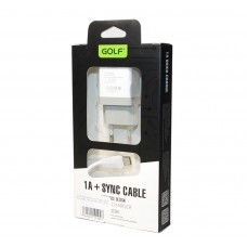 Мережевий зарядний пристрій Golf, White, 1xUSB, 1A, кабель USB <-> Type-C (GF-U1t)