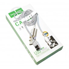 Кабель USB <-> USB Type-C, Hoco U16, магнітний, Silver