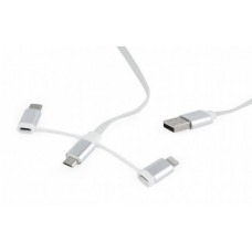 Кабель USB - Lightning + micro USB + Type-C 1 м Cablexpert Grey (CC-USB2-AMLM32-1M-W)