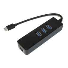Концентратор Type-C, 3 порти USB 3.0 + 1 порт Ethernet Black