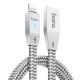 Кабель USB <-> Lightning, Hoco Zinc Alloy Reflective Knitted 1.2M 2.1A U11, Silver