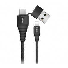 Кабель Lightning - USB + micro USB 1 м Hoco U26 Black