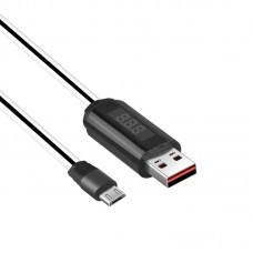 Кабель USB <-> microUSB, Hoco LED displayed timing, White, 1 м (U29)