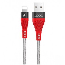 Кабель USB <-> Lightning, Hoco Unswerving steel braided, 1.2M, U32, Black-Red