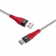 Кабель USB <-> USB Type-C, Hoco Unswerving steel braided, Black-Red, 1 м (U32)