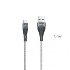 Кабель USB <-> USB Type-C, Hoco Unswerving steel braided, Grey, 1 м (U32)