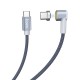 Кабель USB <-> USB Type-C, Hoco angled magnetic charged, Metal Grey, 87W, 4A, 1.8 м (U40C)