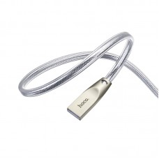 Кабель USB <-> USB Type-C, Hoco Zinc Alloy Jelly knitted, Silver, 1.2 м (U9)